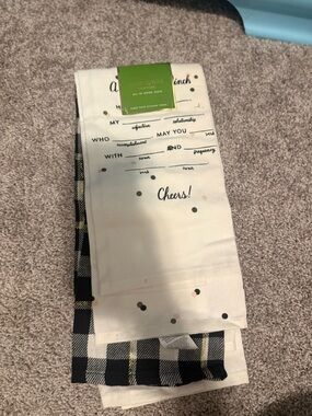 kate spade White and Black Polka Dot & Plaid Kitchen Towels